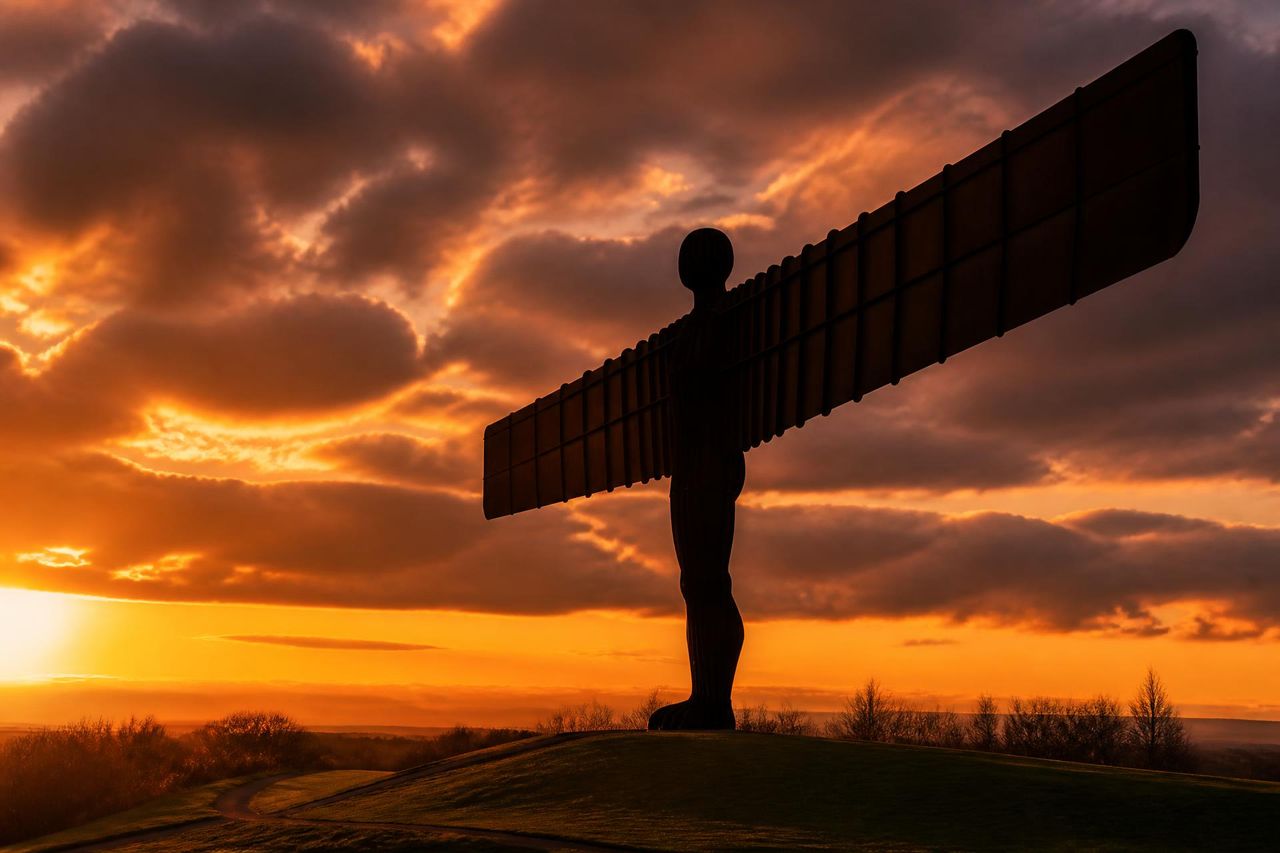 The Angel of the North at golden hour